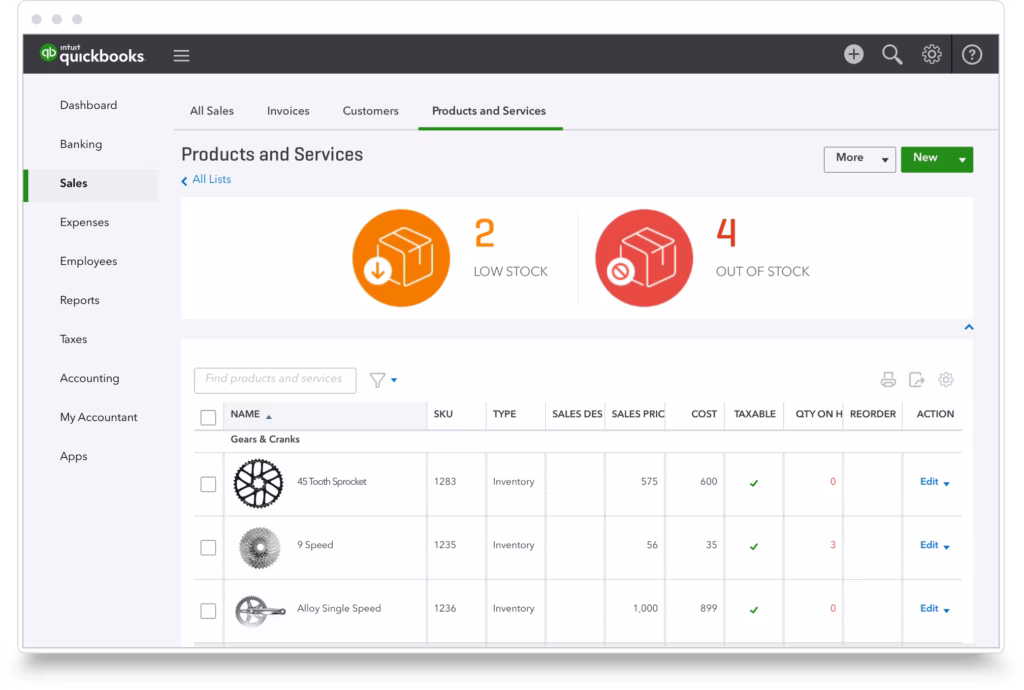 QuickBooks Stock Management